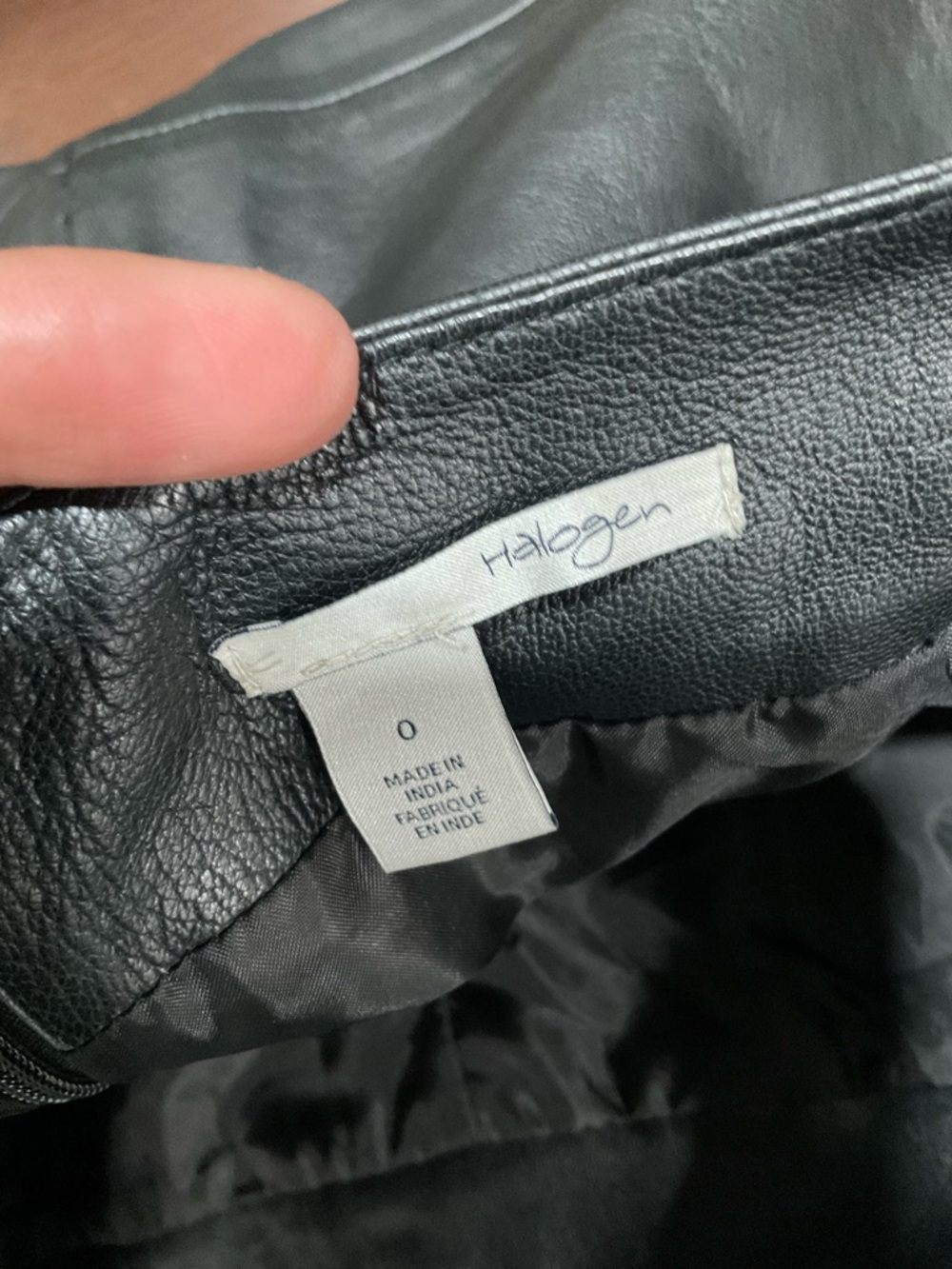 HALOGEN GENUINE LEATHER A LINE SKIRT - Picture 4 of 8